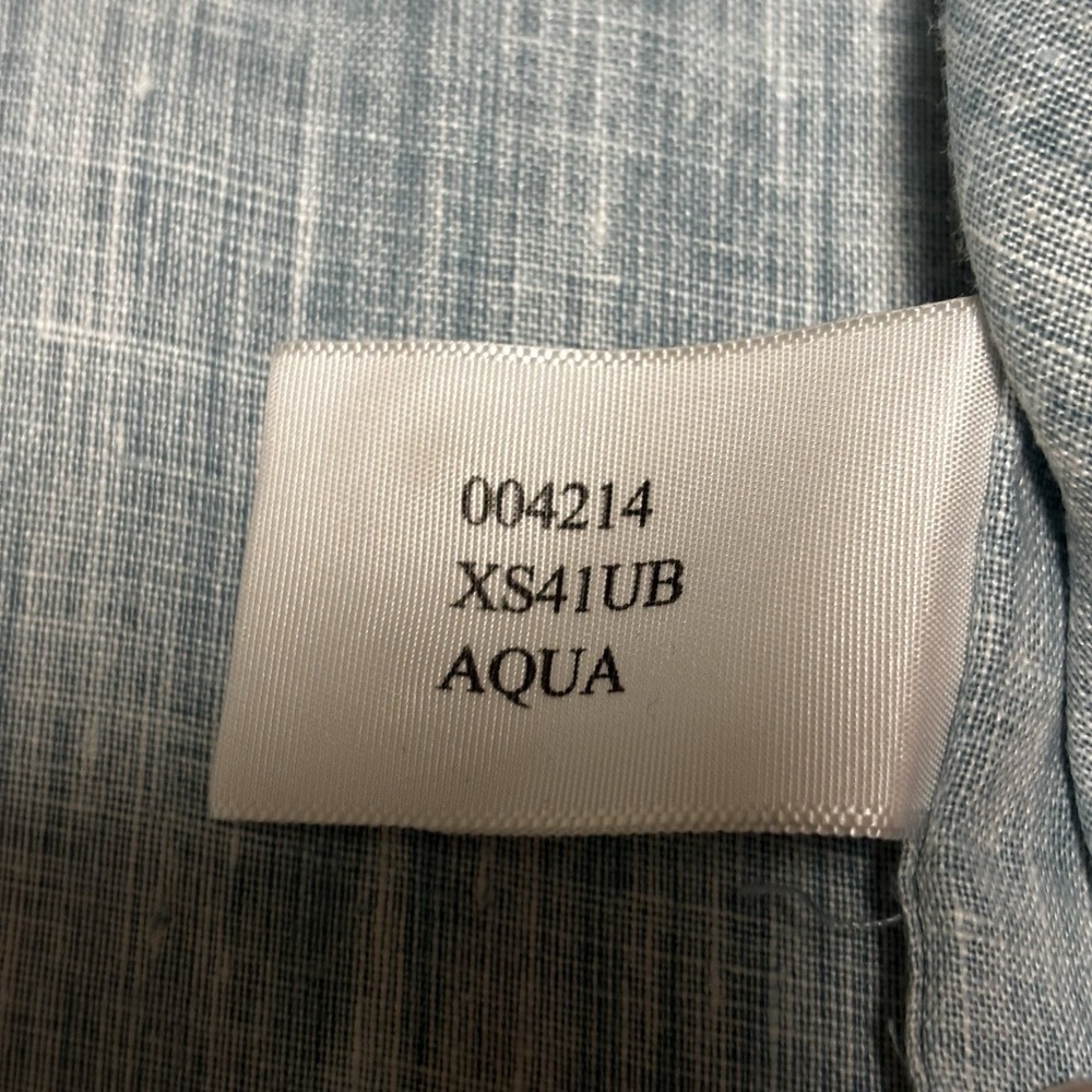 Rochester Big & Tall Size 2X Button Down Linen Shirt Aqua - Picture 8 of 10